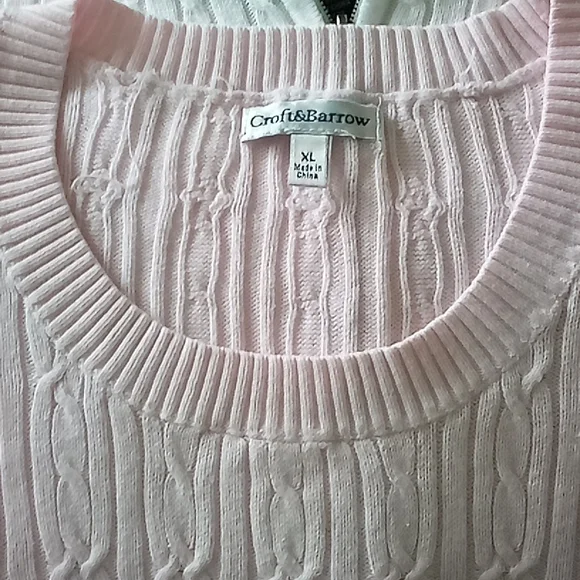 Croft & Barrow pastel pink cable knit sweater vest size XL - Picture 1 of 5